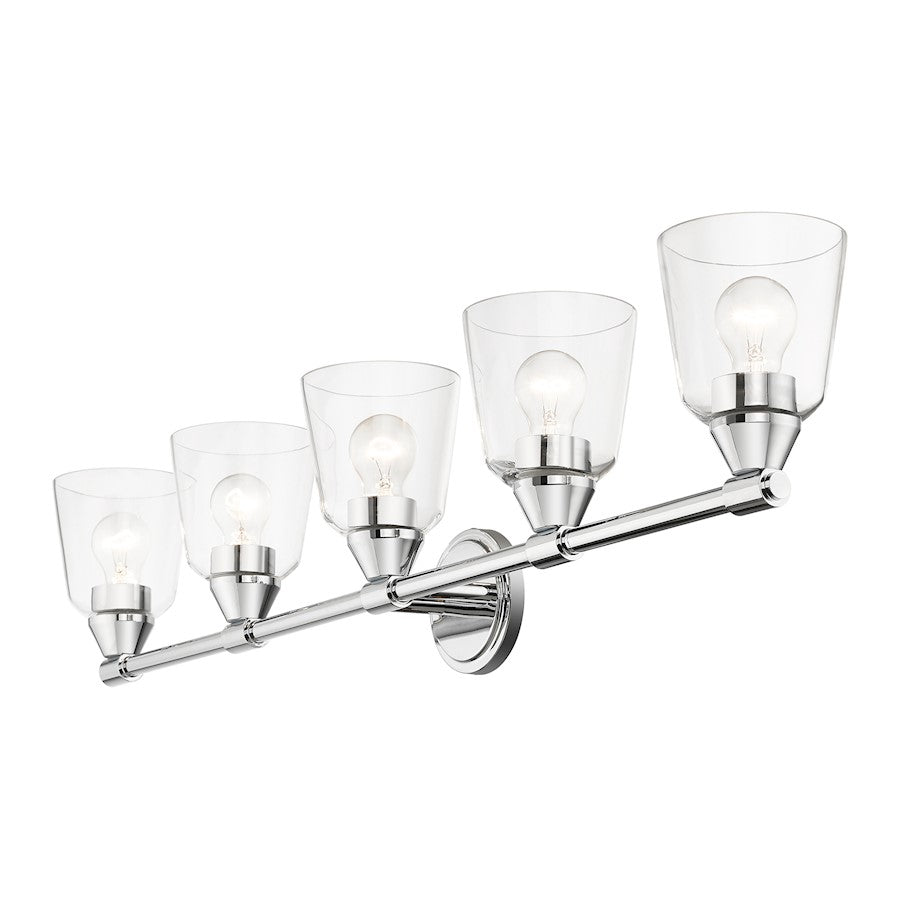 Livex Catania 5 Light Large Vanity Sconce, Chrome/Hand Blown Clear