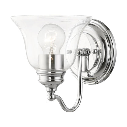 Livex Moreland 1 Light Wall Sconce, Polished Chrome/Clear