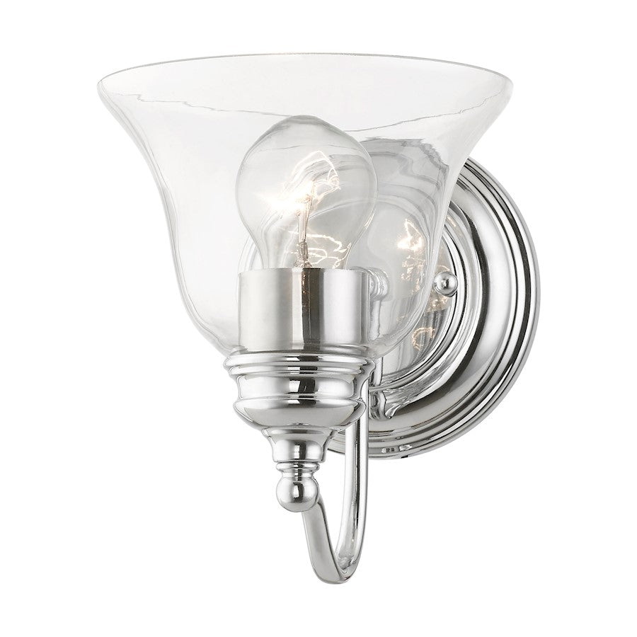 Livex Moreland 1 Light Wall Sconce, Polished Chrome/Clear