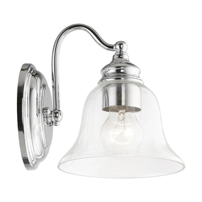 Livex Moreland 1 Light Wall Sconce, Polished Chrome/Clear
