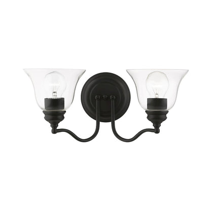 Livex Moreland 2 Light Vanity Sconce, Black/Clear