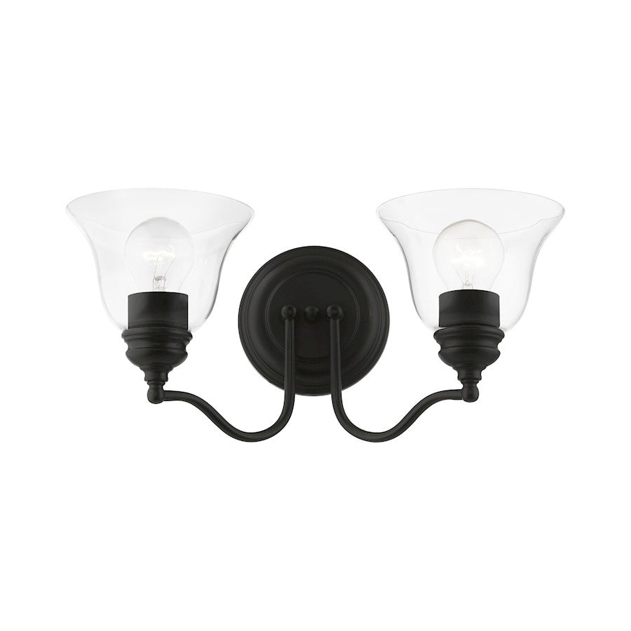 Livex Moreland 2 Light Vanity Sconce, Black/Clear