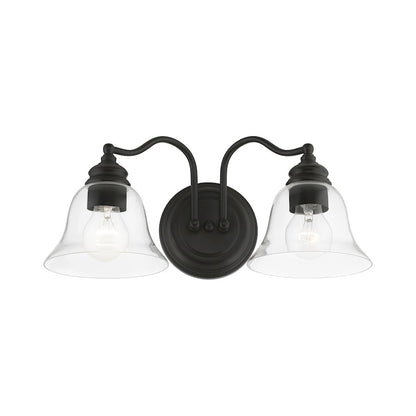 Livex Moreland 2 Light Vanity Sconce, Black/Clear
