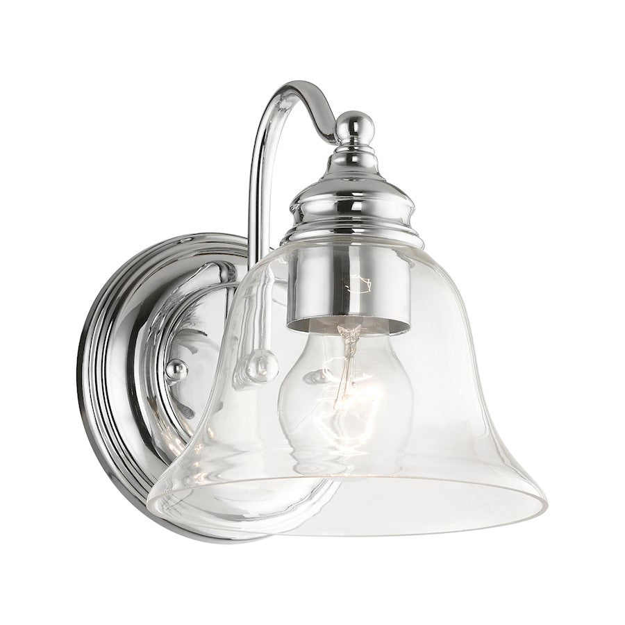 Livex Moreland 2 Light Vanity Sconce, Polished Chrome/Clear