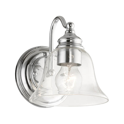 Livex Moreland 2 Light Vanity Sconce, Polished Chrome/Clear