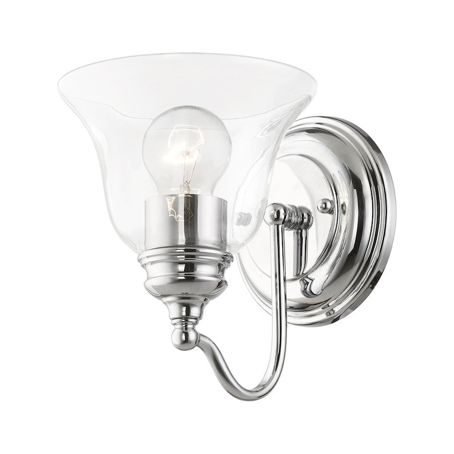 Livex Moreland 2 Light Vanity Sconce, Polished Chrome/Clear
