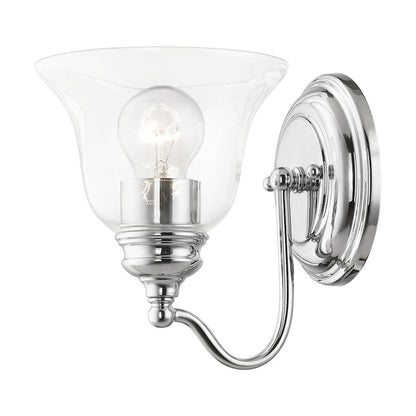 Livex Moreland 2 Light Vanity Sconce, Polished Chrome/Clear