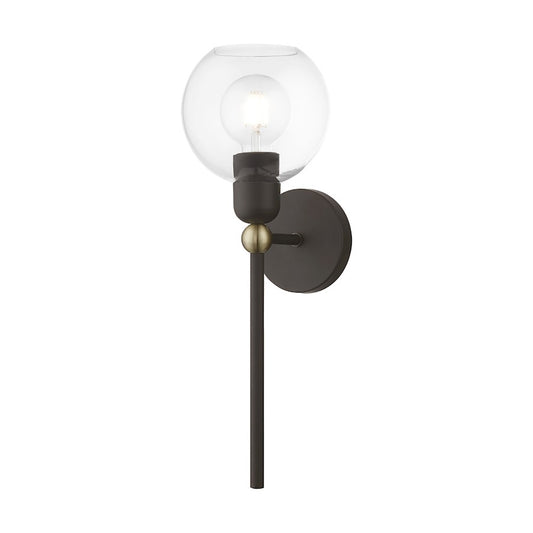Livex Downtown 1 Light Sphere Single Sconce, BZ/Antique BS