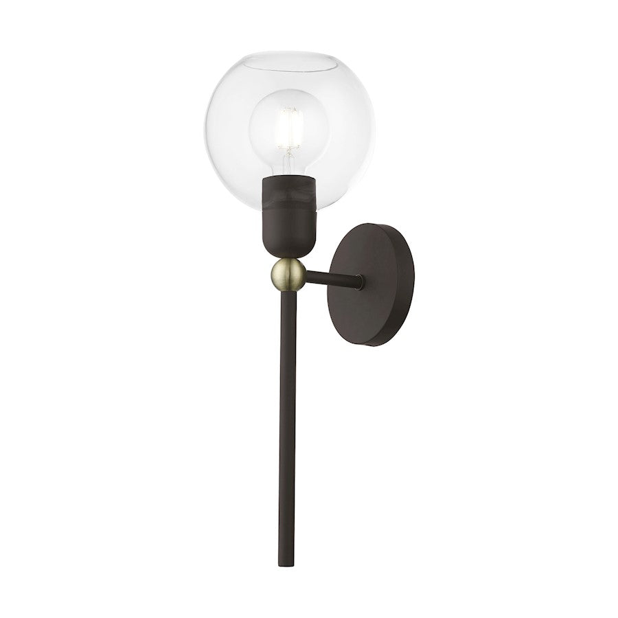 Livex Downtown 1 Light Sphere Single Sconce, BZ/Antique BS