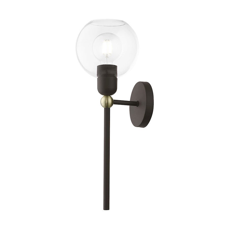 Livex Downtown 1 Light Sphere Single Sconce, BZ/Antique BS