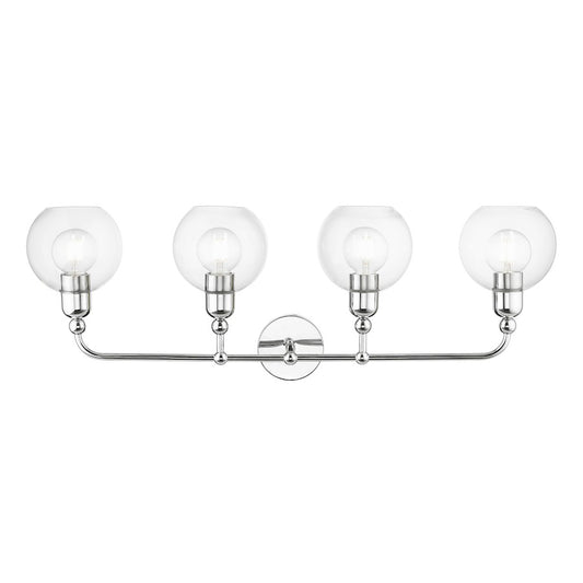 Livex Downtown 4 Light Large Sphere Vanity Sconce, Chrome/Clear