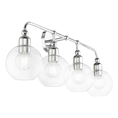 Livex Downtown 4 Light Large Sphere Vanity Sconce, Chrome/Clear