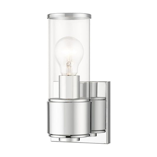 Livex Quincy 1 Light ADA Sconce, Polished Chrome/Clear Glass