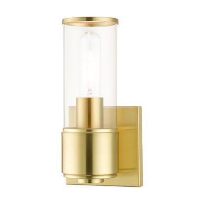Livex Quincy 1 Light ADA Sconce, Satin Brass/Clear Glass