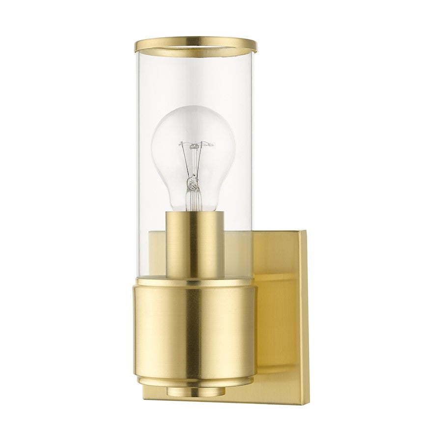 Livex Quincy 1 Light ADA Sconce, Satin Brass/Clear Glass