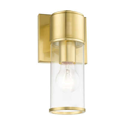 Livex Quincy 1 Light ADA Sconce, Satin Brass/Clear Glass