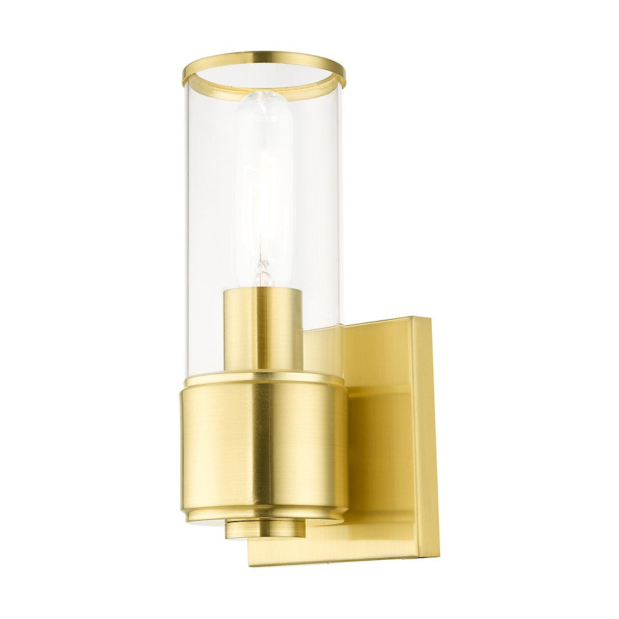 Livex Quincy 1 Light ADA Sconce, Satin Brass/Clear Glass