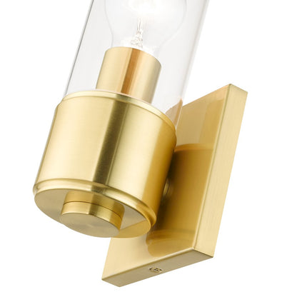 Livex Quincy 1 Light ADA Sconce, Satin Brass/Clear Glass