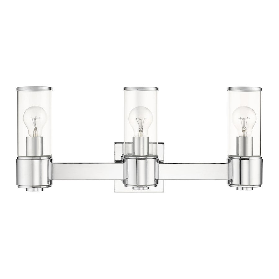 Livex Quincy 3 Light Vanity Sconce, Polished Chrome/Clear Glass