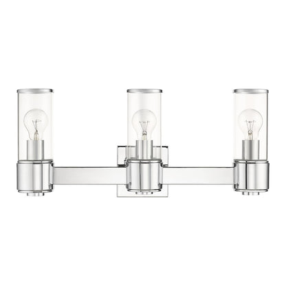 Livex Quincy 3 Light Vanity Sconce, Polished Chrome/Clear Glass