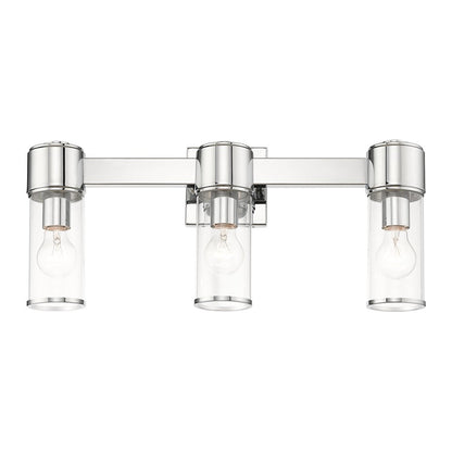 Livex Quincy 3 Light Vanity Sconce, Polished Chrome/Clear Glass