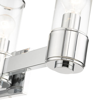 Livex Quincy 3 Light Vanity Sconce, Polished Chrome/Clear Glass