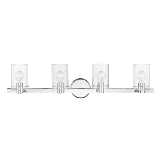 Livex Munich 4 Light Vanity Sconce, Polished Chrome/Clear
