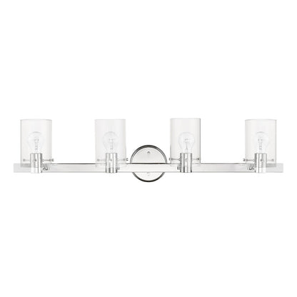 Livex Munich 4 Light Vanity Sconce, Polished Chrome/Clear