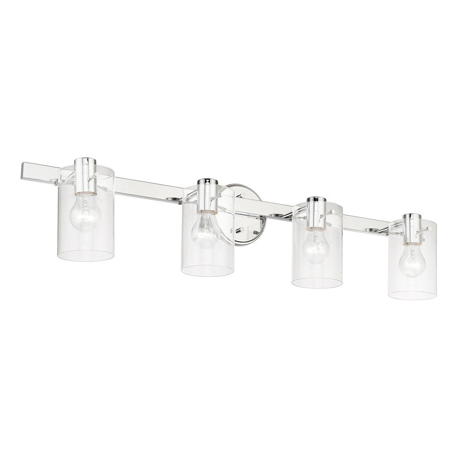 Livex Munich 4 Light Vanity Sconce, Polished Chrome/Clear