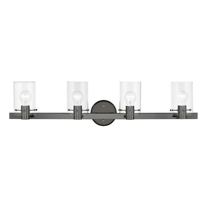 Livex Munich 4 Light Vanity Sconce, Black Chrome/Clear