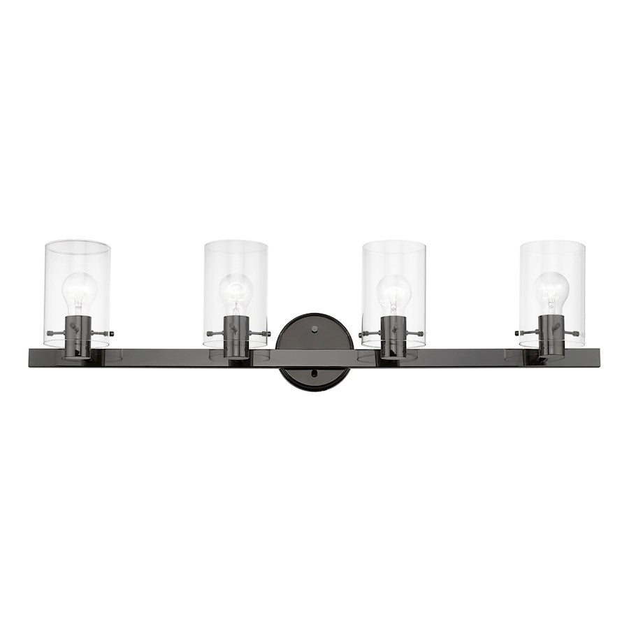 Livex Munich 4 Light Vanity Sconce, Black Chrome/Clear