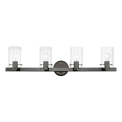 Livex Munich 4 Light Vanity Sconce, Black Chrome/Clear
