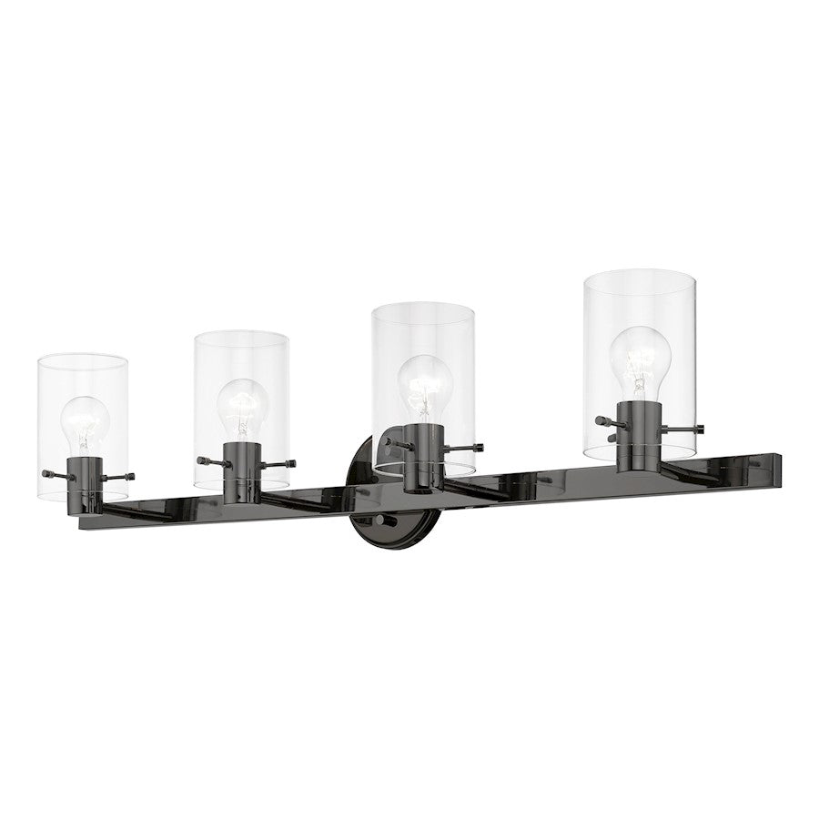 Livex Munich 4 Light Vanity Sconce, Black Chrome/Clear