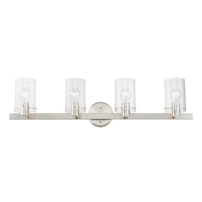 Livex Munich 4 Light Vanity Sconce, Brushed Nickel/Clear