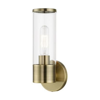 Livex Bancroft 1 Light ADA Single Sconce, Antique Brass/Clear