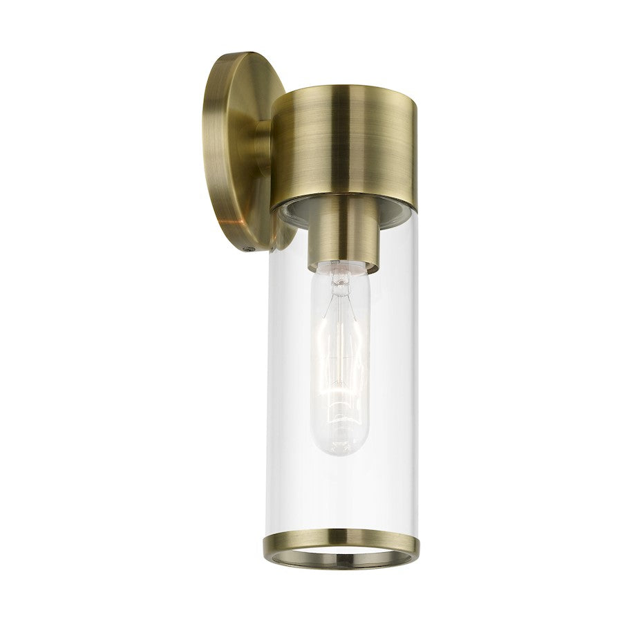 Livex Bancroft 1 Light ADA Single Sconce, Antique Brass/Clear
