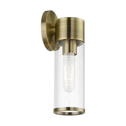 Livex Bancroft 1 Light ADA Single Sconce, Antique Brass/Clear