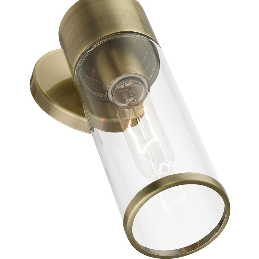 Livex Bancroft 1 Light ADA Single Sconce, Antique Brass/Clear