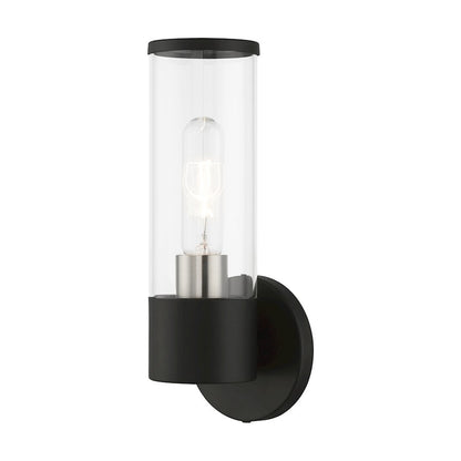 Livex Bancroft 1 Light ADA Single Sconce, Black/Brushed Nickel/Clear