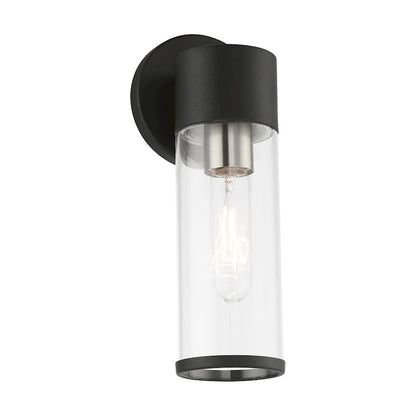Livex Bancroft 1 Light ADA Single Sconce, Black/Brushed Nickel/Clear