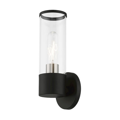 Livex Bancroft 1 Light ADA Single Sconce, Black/Brushed Nickel/Clear