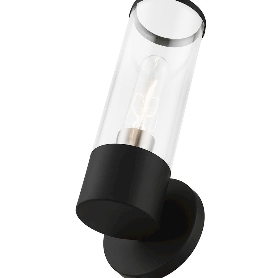 Livex Bancroft 1 Light ADA Single Sconce, Black/Brushed Nickel/Clear