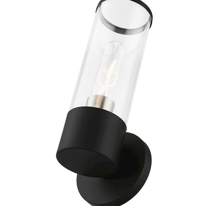 Livex Bancroft 1 Light ADA Single Sconce, Black/Brushed Nickel/Clear