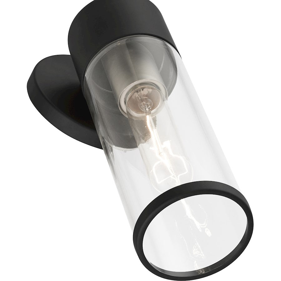 Livex Bancroft 1 Light ADA Single Sconce, Black/Brushed Nickel/Clear