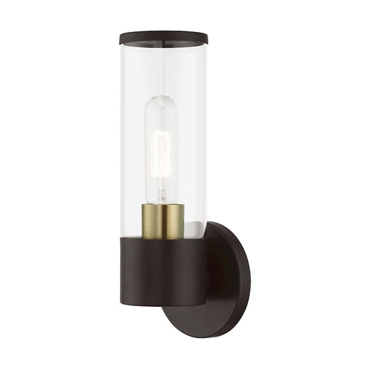 Livex Bancroft 1 Light ADA Single Sconce, Bronze/Antique Brass/Clear