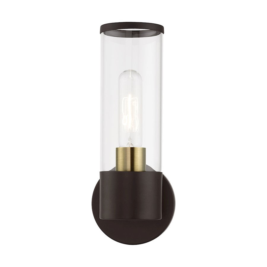 Livex Bancroft 1 Light ADA Single Sconce, Bronze/Antique Brass/Clear