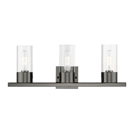 Livex Carson 3 Light Vanity Sconce, Black Chrome/Clear