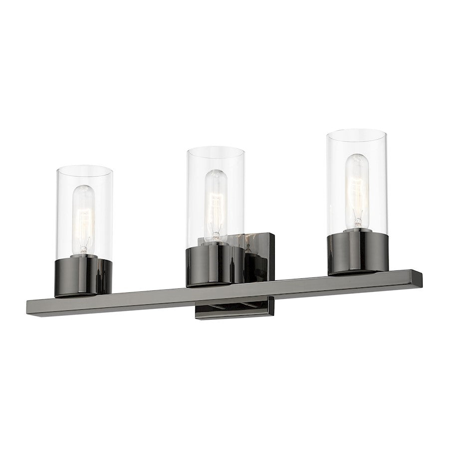 Livex Carson 3 Light Vanity Sconce, Black Chrome/Clear