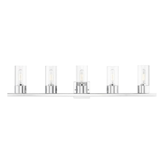 Livex Carson 5 Light Vanity Sconce, Polished Chrome/Clear