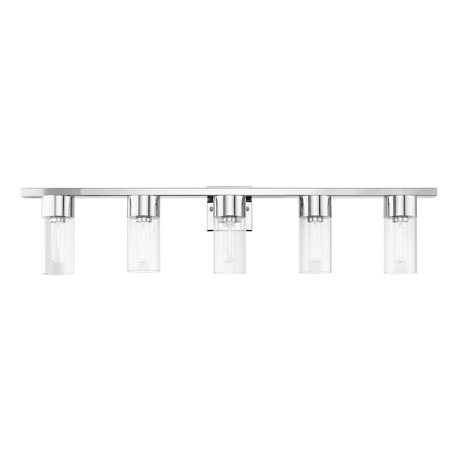 Livex Carson 5 Light Vanity Sconce, Polished Chrome/Clear